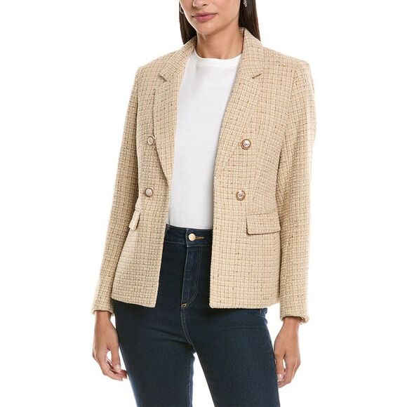 Jones New York Womens  Tweed Jacket, Tan - Picture 1 of 3